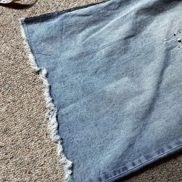 Vtg 90s Jeans Fairy Goth Destress Wide Leg High Rise Women’s S Korea Design Blue - Picture 9 of 13